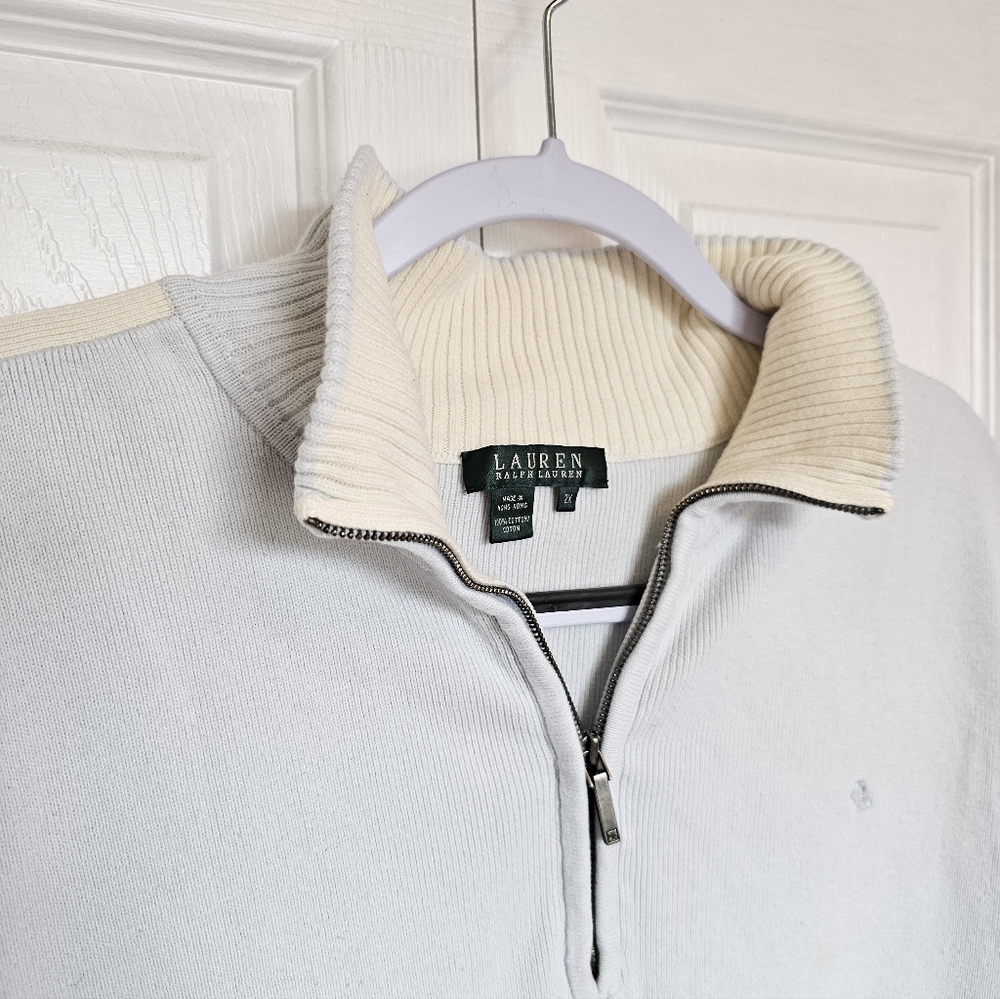 Ralph Lauren Mint And Pale Yellow Zip Up Sweater - Picture 3 of 9